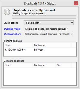 Duplicati screenshot 1