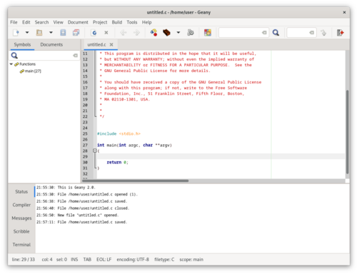 Geany screenshot 1