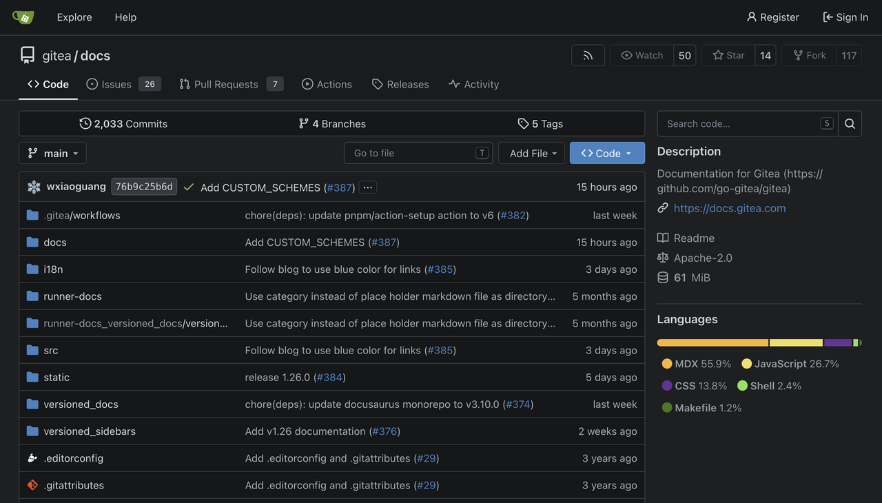 Gitea screenshot 1