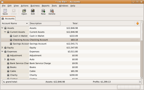 GnuCash screenshot 1