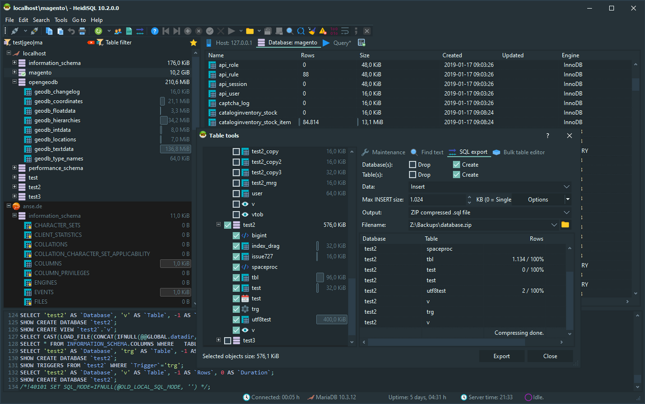 HeidiSQL screenshot 1