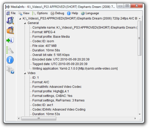 MediaInfo screenshot 1