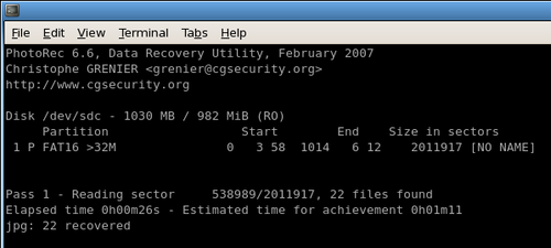 PhotoRec screenshot 1