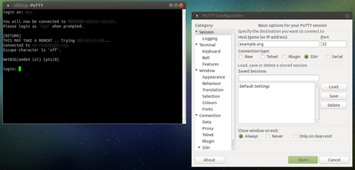 PuTTY screenshot 1
