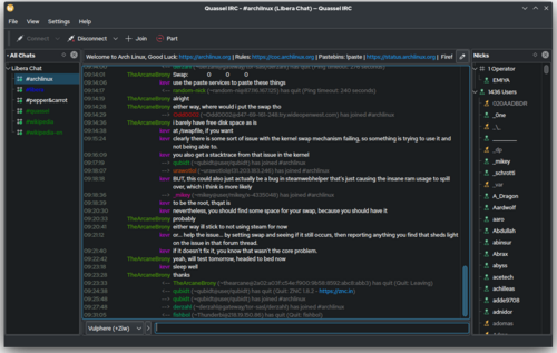 Quassel IRC screenshot 1