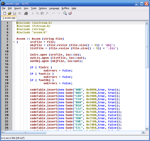 SciTE screenshot 1