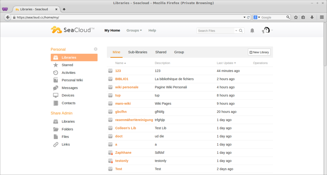Seafile screenshot 1