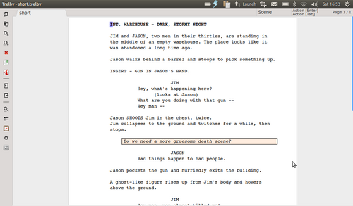 Trelby screenshot 1