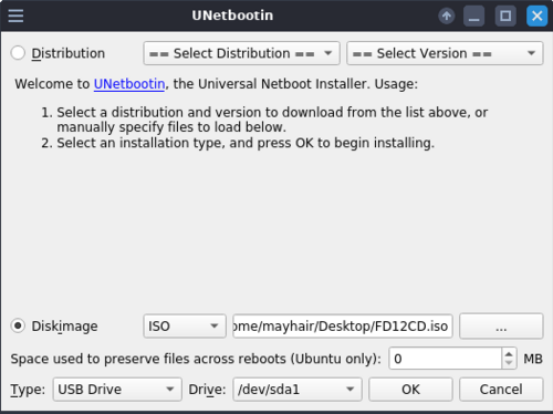 UNetbootin screenshot 1
