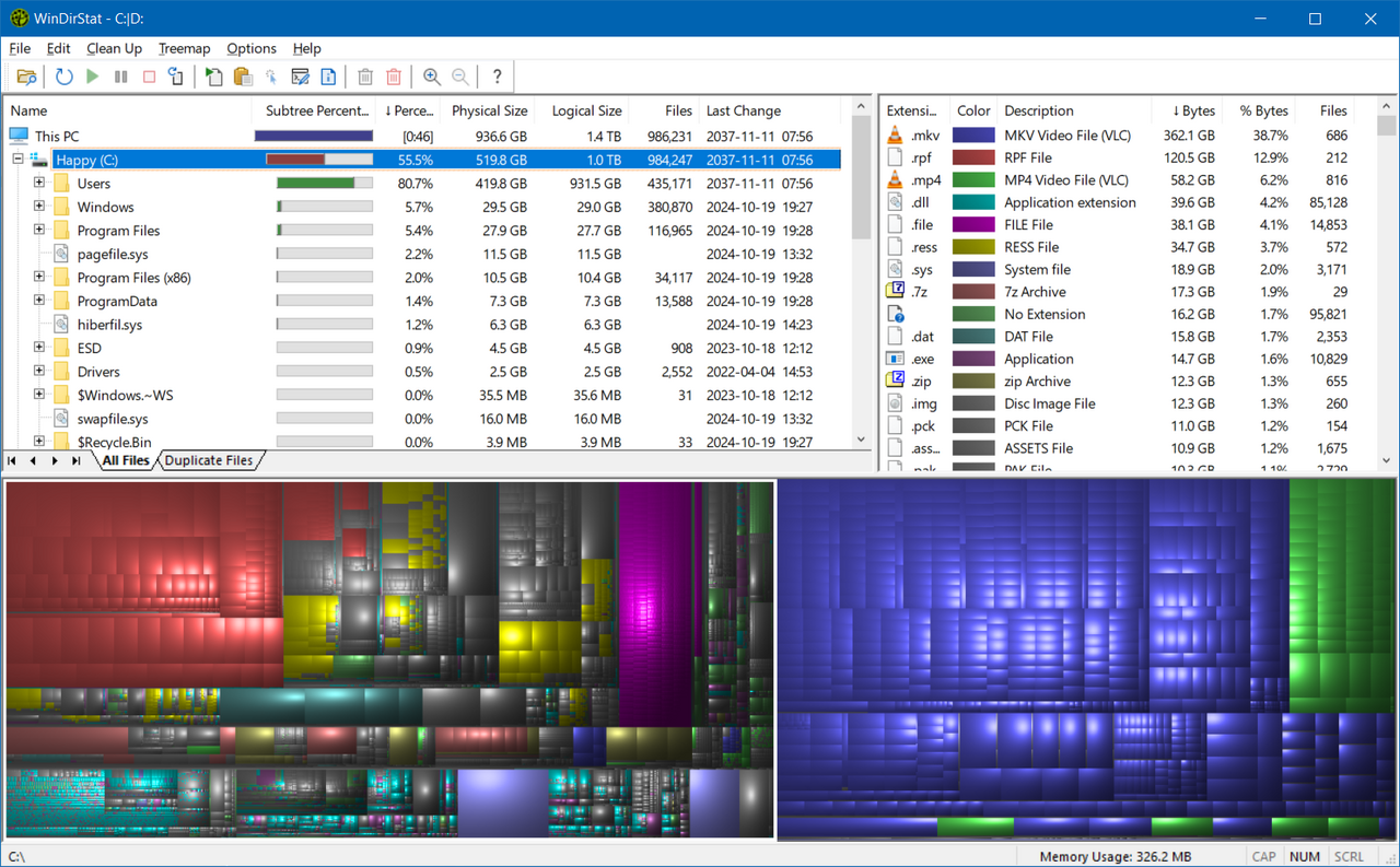 WinDirStat screenshot 1