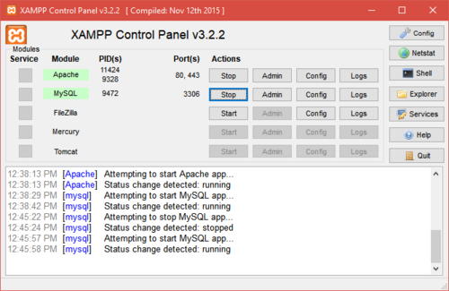 XAMPP screenshot 1